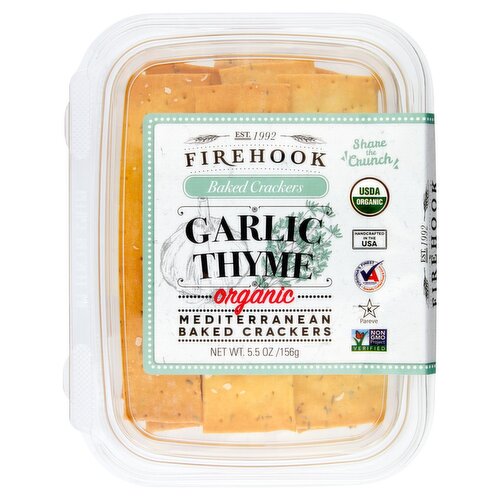 Firehook Garlic Thyme Organic Mediterranean Baked Crackers, 5.5 oz