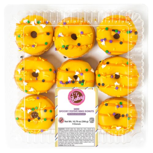 CT Bakery Mini Spooky Festive Ring Donuts, 9 count, 10.79 oz