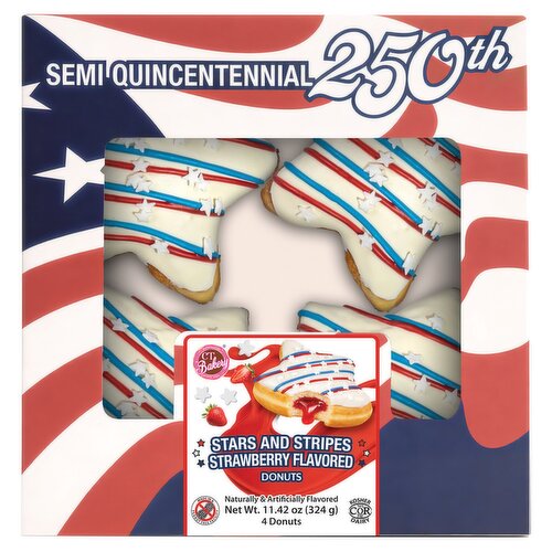 CT Bakery Stars and Stripes Strawberry Flavored Donuts, 4 count, 11.42 oz