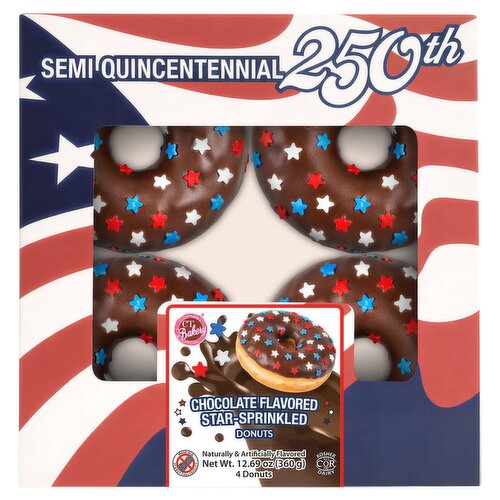 CT Bakery Chocolate Flavored Star-Sprinkled Donuts, 4 count, 12.69 oz