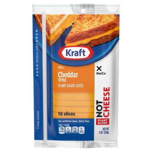 NotCo Kraft Cheddar Style Plant Based Not Cheese Slices, 10 count, 8 oz