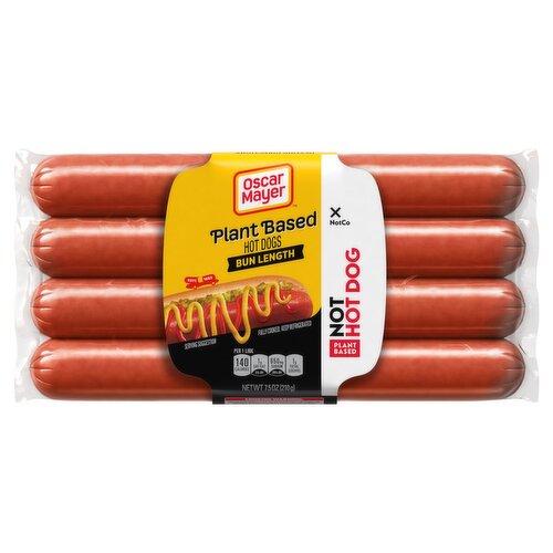 Oscar Mayer Plant Based Bun Length Hot Dogs, 4 count, 7.5 oz