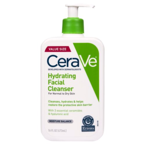 CeraVe Hydrating Facial Cleanser for Normal to Dry Skin, 16 fl oz