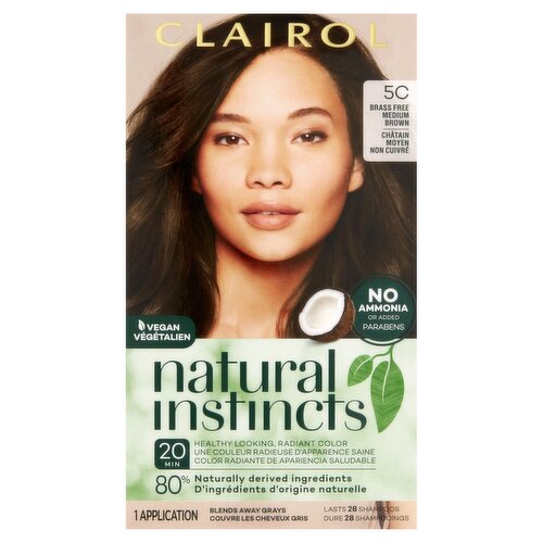 Clairol Natural Instincts 5C Peppercorn Brass Free Medium Brown Haircolor, 1 application