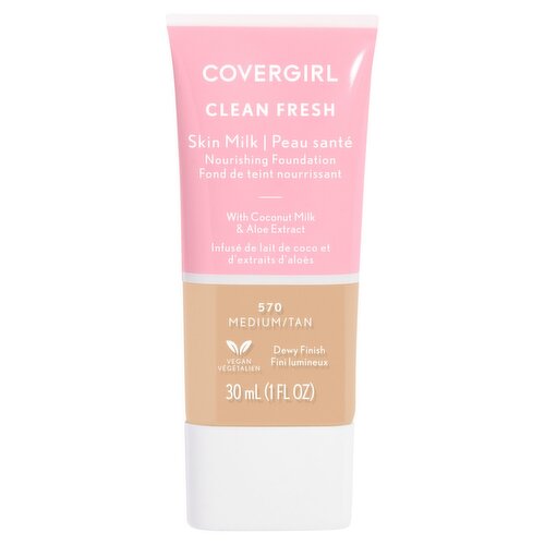 Covergirl Clean Fresh Skim Milk 570 Medium/Tan Nourishing Foundation, 1 fl oz