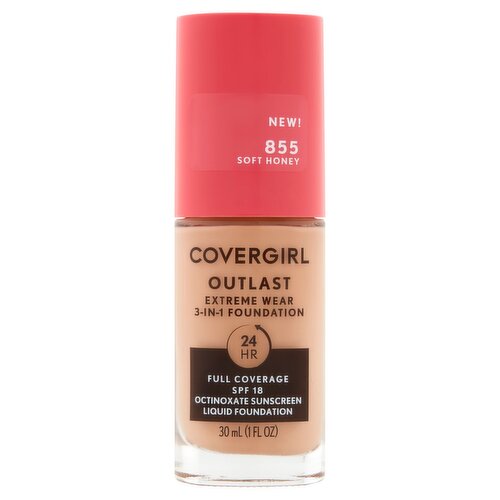 Covergirl Outlast 855 Soft Honey 3-In-1 Sunscreen Liquid Foundation, SPF 18, 1 fl oz