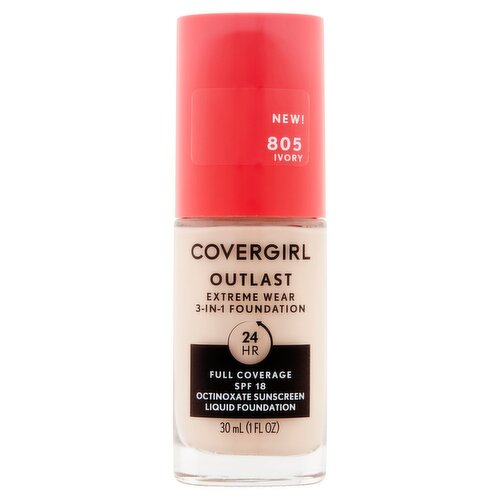 Covergirl Outlast 805 Ivory Extreme Wear 3-in-1 Liquid Foundation, SPF 18, 1 fl oz