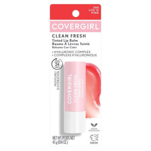 Covergirl Clean Fresh 300 Life is Pink Tinted Lip Balm +Hyaluronic Acid, 0.14 oz