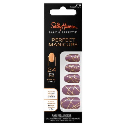 Sally Hansen Salon Effects Perfect Manicure OV151 Outside The Line Oval Nails Kit, 24 count