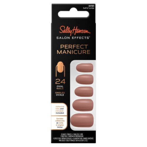 Sally Hansen Salon Effects Perfect Manicure OV101 Buff & Tumble Oval Nails Kit, 24 count