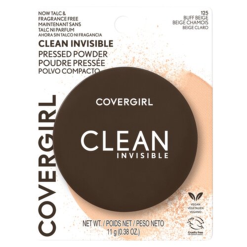 Covergirl Clean Invisible 125 Buff Beige Pressed Powder, 0.38 oz