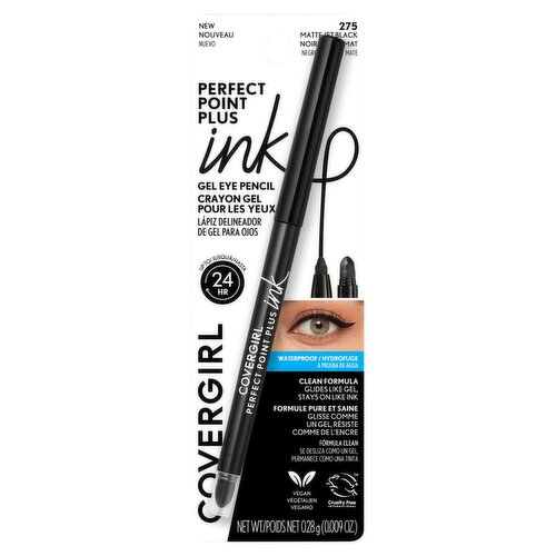 Covergirl 275 Matte Jet Black Perfect Point Plus Ink Gel Eye Pencil, 0.009 oz