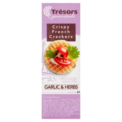 Trésors Gourmands Garlic & Herbs Crispy French Crackers, 3.3 oz