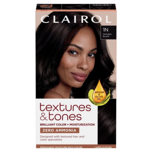 Clairol Textures & Tones 1N Natural Black Permanent Moisture-Rich Hair Color, 1 application