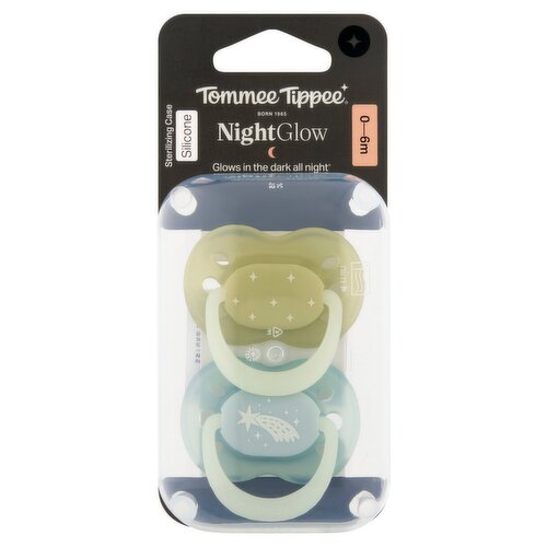 Tommee Tippee Nightglow Sterilizing Case Silicone Pacifiers, 0-6m, 2 Count
