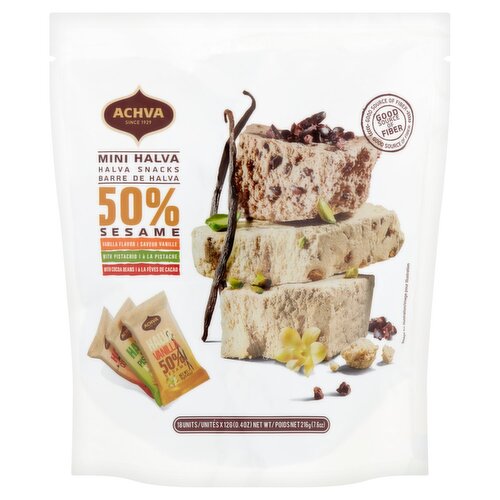 Achva 50% Sesame Mini Halva Snacks, 0.4 oz, 18 count