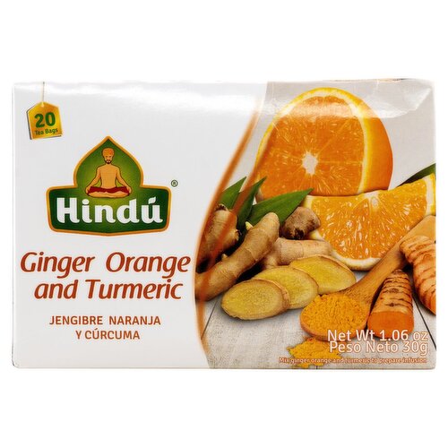 Hindú Ginger Orange and Turmeric Tea Bags, 20 count, 1.06 oz