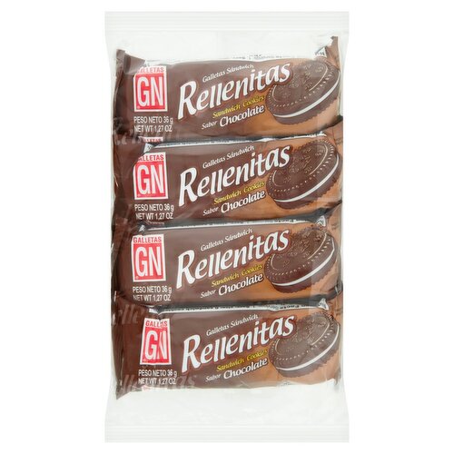 Galletas GN Rellenitas Chocolate Sandwich Cookies, 1.27 oz, 8 count