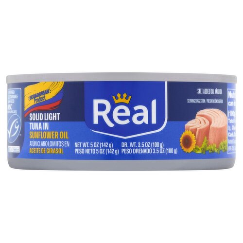 Real Solid Light Tuna in Sunflower Oil, 5 oz