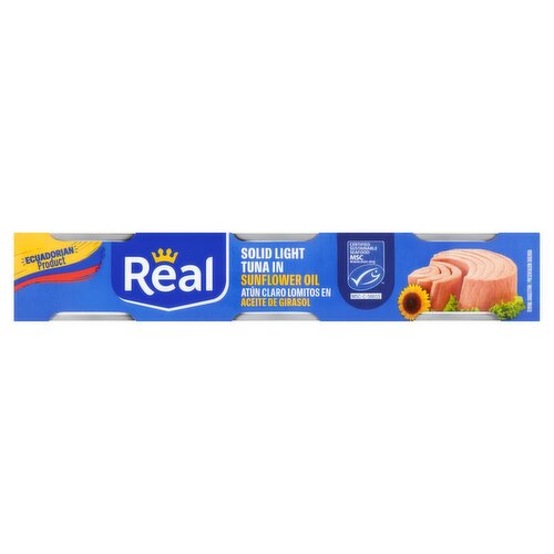 Real Solid Light Tuna in Sunflower Oil, 2.8 oz, 3 count