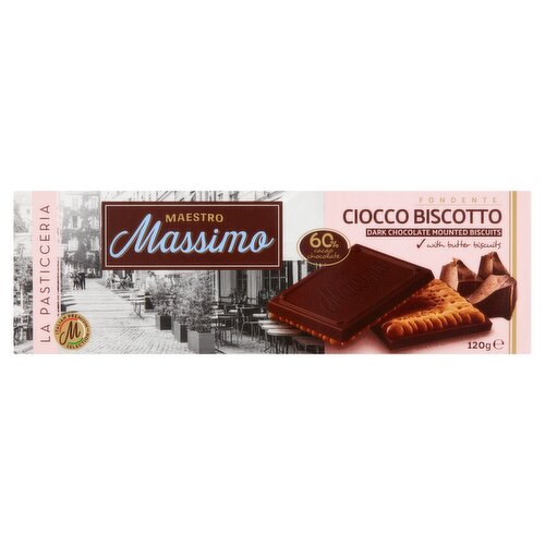 Maestro Massimo Fondente Ciocco Biscotto Dark Chocolate Mounted Biscuits, 4.23 oz