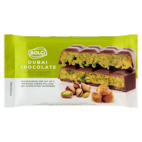Bolçi Dubai Kadayıf Chocolate with Pistachio, 2.29 oz