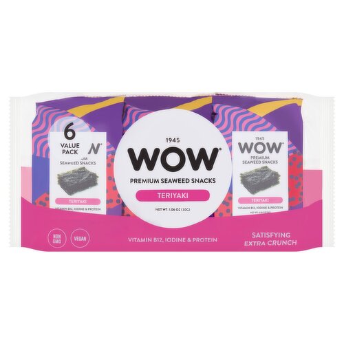 Wow Teriyaki Premium Seaweed Snacks Value Pack, 6 count, 1.06 oz