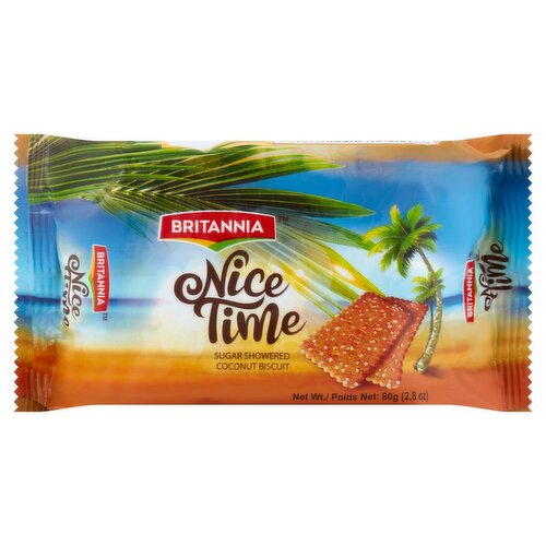 Britannia Nice Time Sugar Showered Coconut Biscuit, 2.8 oz