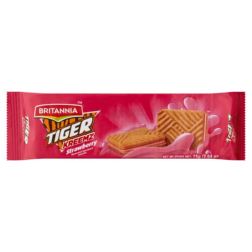 Britannia Tiger Kreemz Strawberry Flavoured Sandwich Biscuits, 2.64 oz