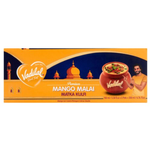 Vadilal Premium Mango Malai Matka Kulfi Mango Ice Cream, 3.38 fl.oz, 2 count