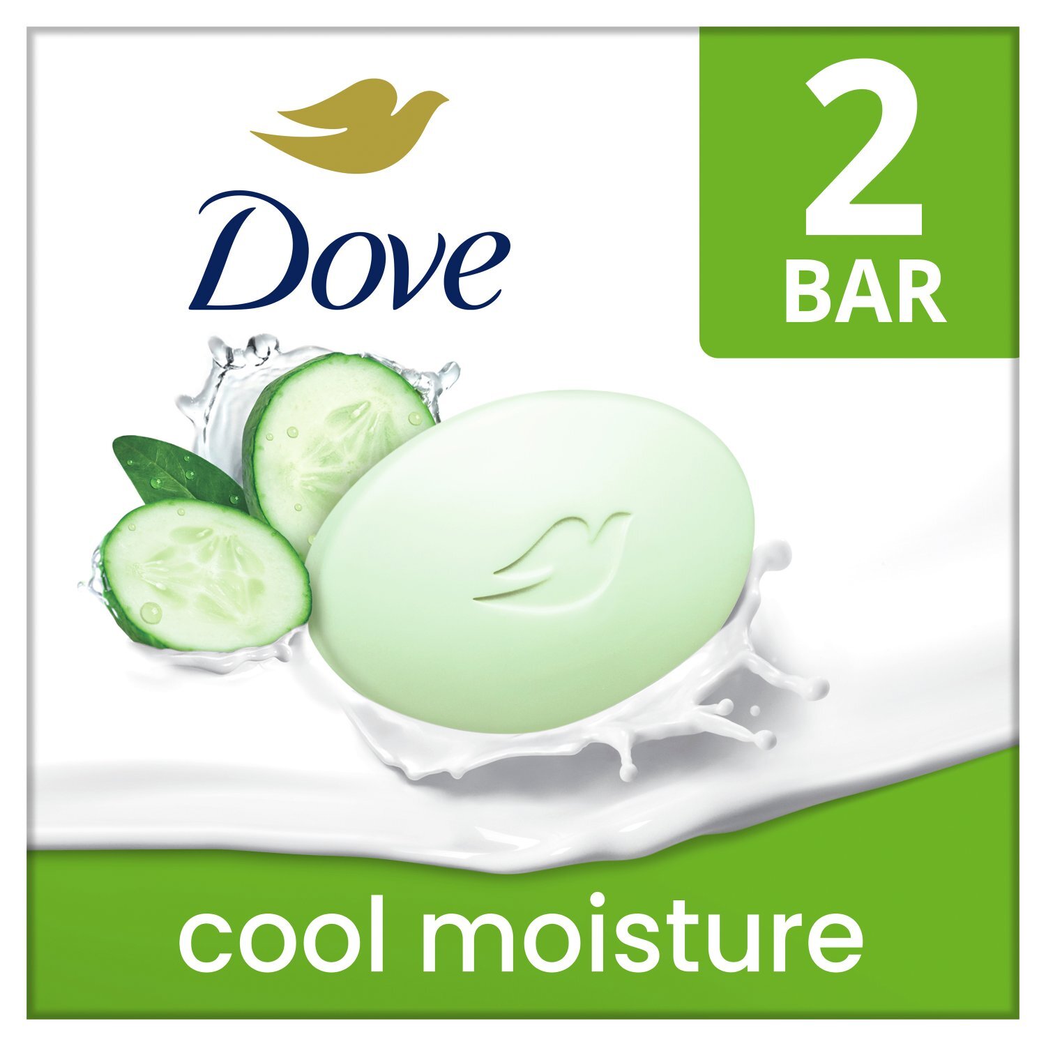Dove Cool Moisture Beauty Bar with Cucumber & Green Tea Scent, 3.75 oz, 2 count Image 1 of 9