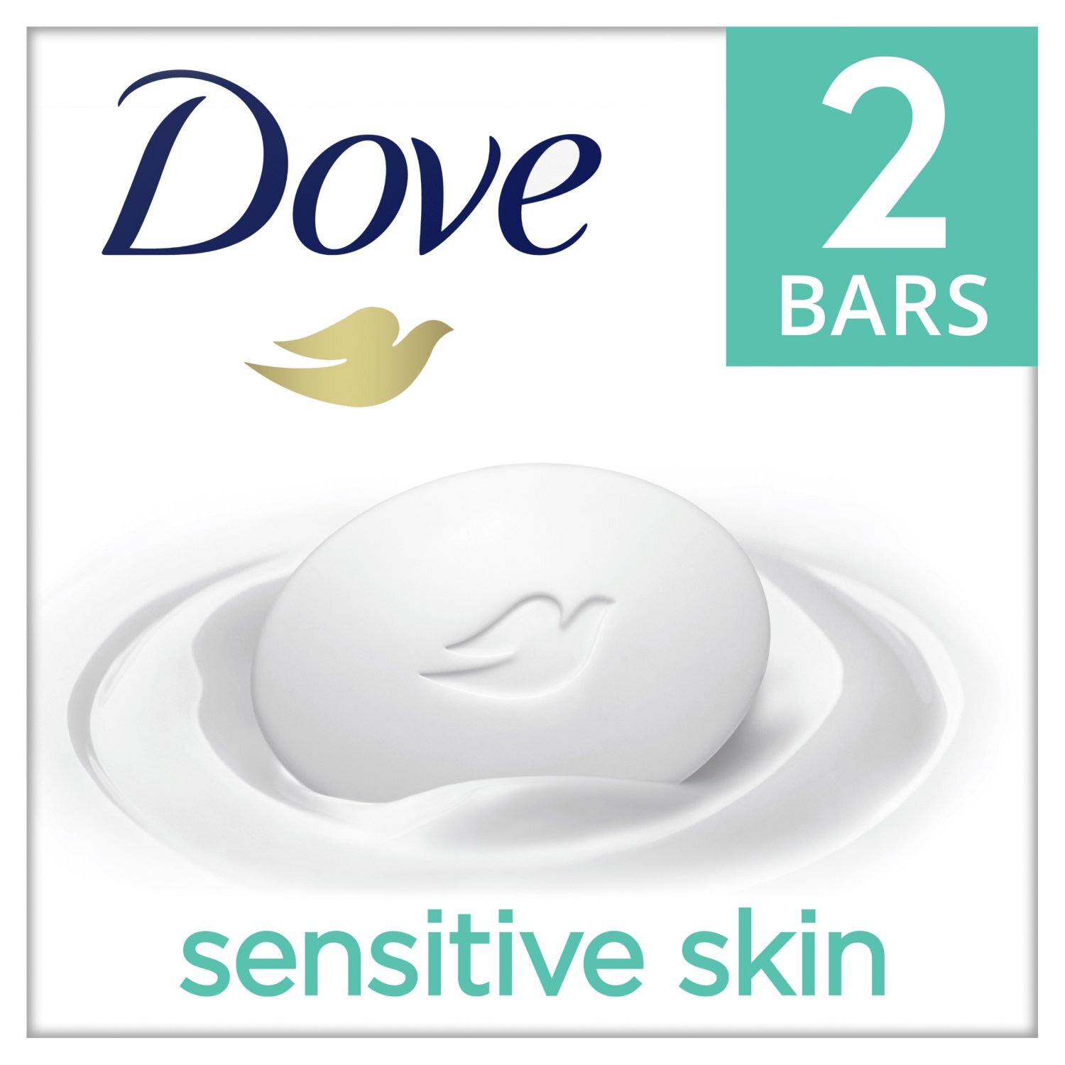 Dove Sensitive Skin 1/4 Moisturizing Cream Bars, 3.75 oz, 2 count Image 1 of 9