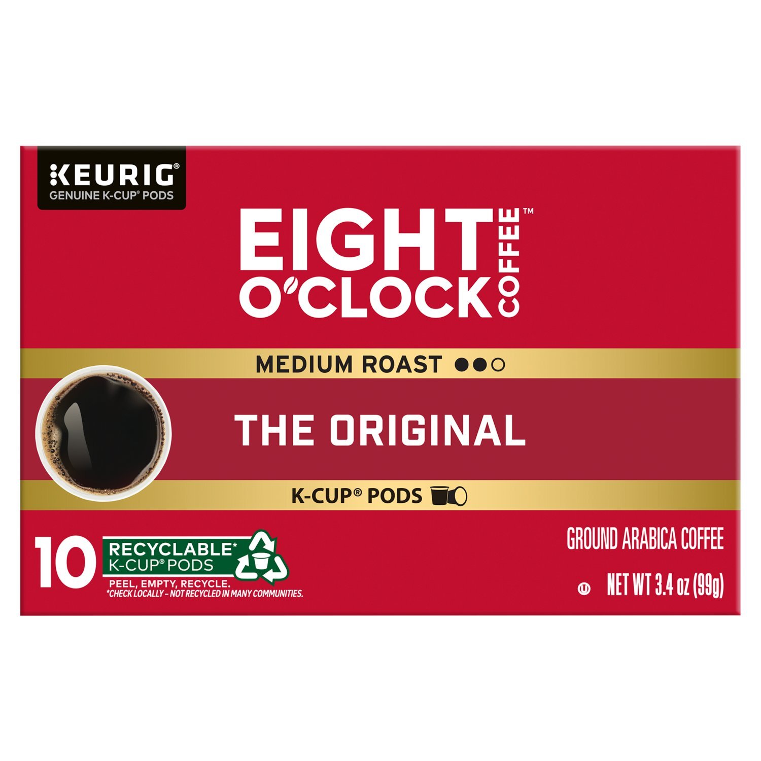 Eight O'Clock Coffee The Original Medium Roast Ground Arabica Coffee K-Cup Pods, 10 count, 3.4 oz Image 1 of 8