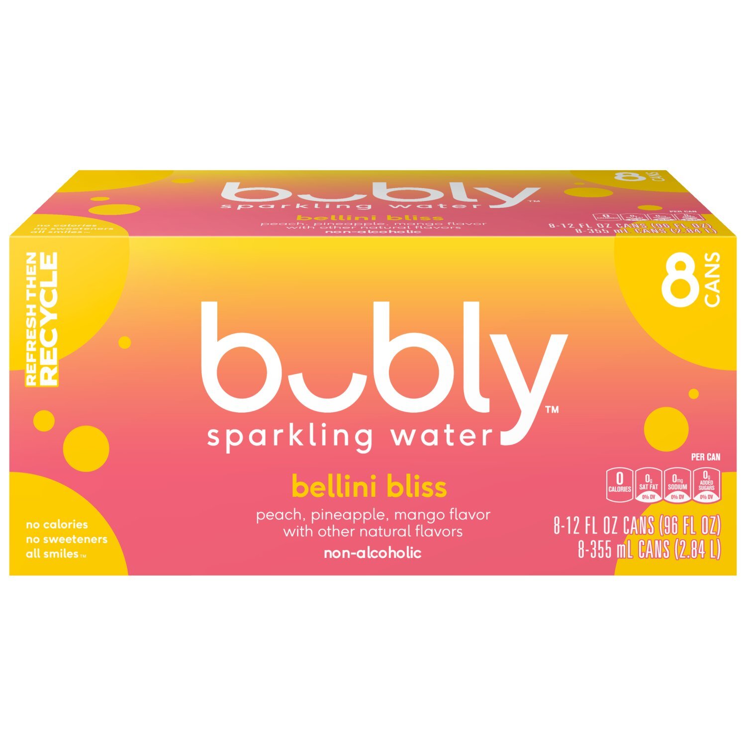新品未使用ブルブブ BUL BU-BU Sparkle Camellia Bubly Sparkling Water Bellini Bliss 12 Fl Oz, 8 Count - Fairway