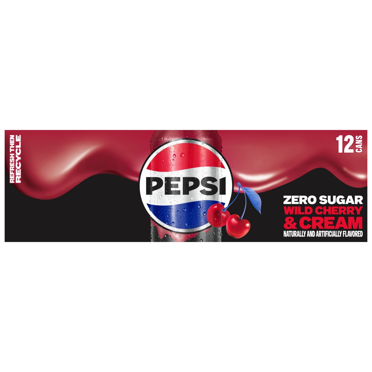 Pepsi Zero Sugar Soda Wild Cherry & Cream 12 Fl Oz, 12 Count - The