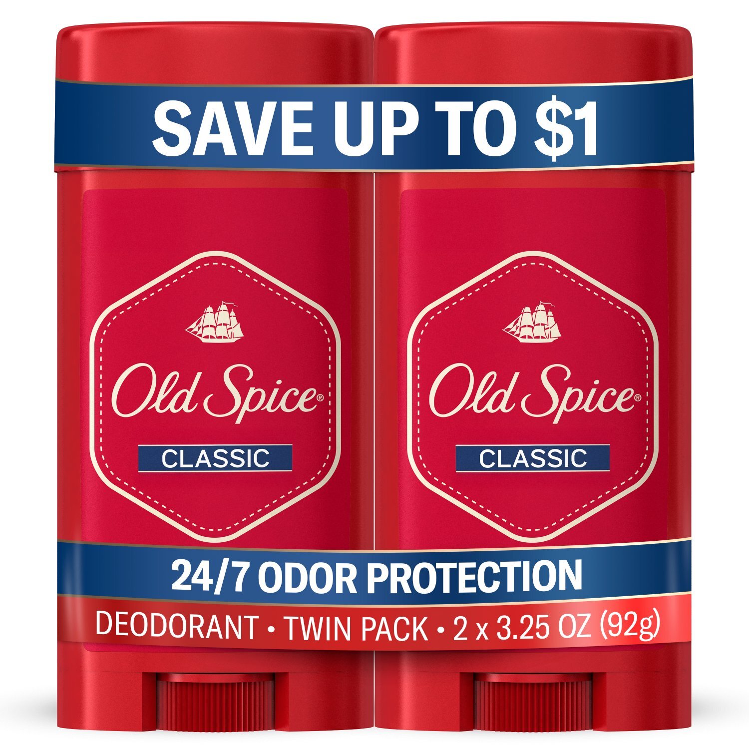 Old Spice Deodorant for Men, Aluminum Free, Classic Original, 24/7