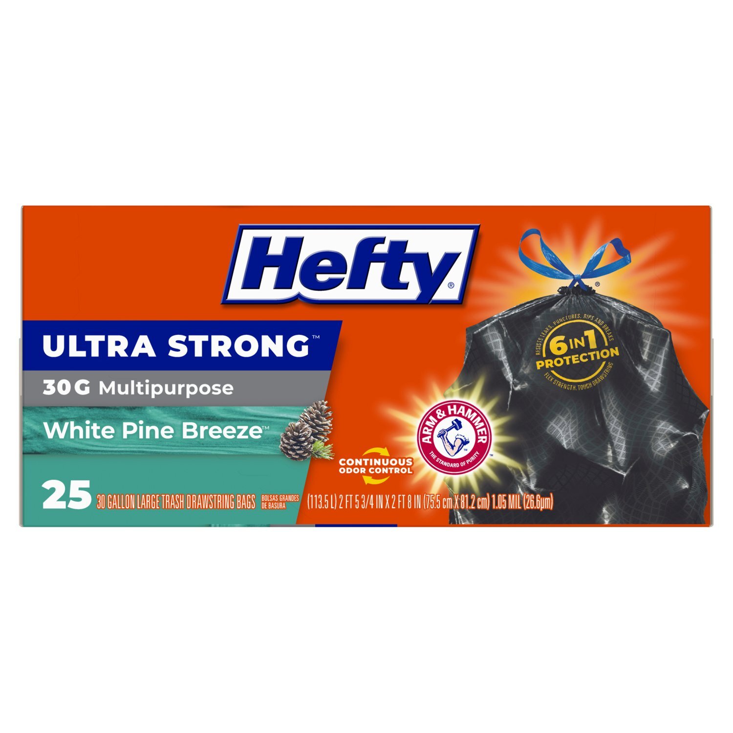 Hefty Ultra Strong Multipurpose White Pine Breeze Large Trash