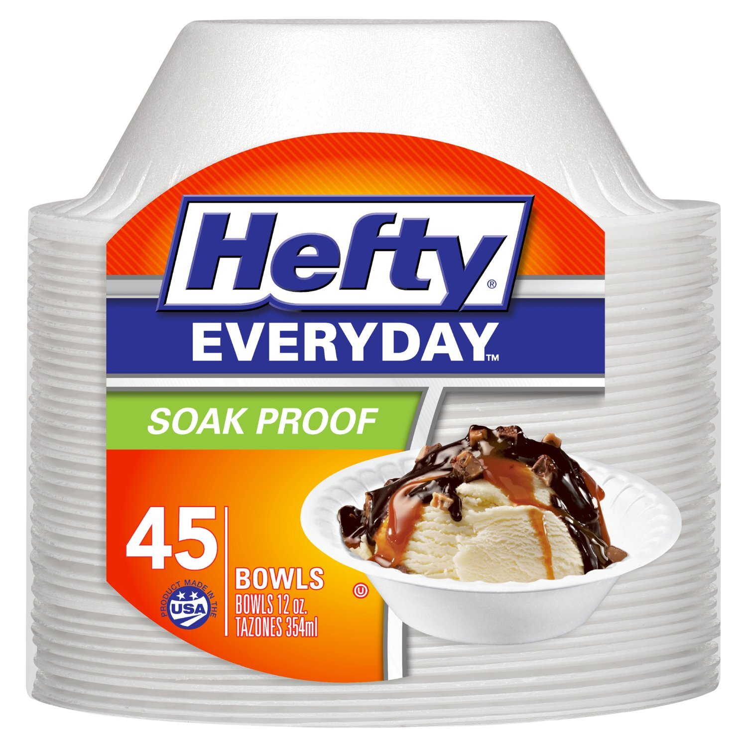 Hefty Everyday Soak Proof 12 oz White Foam Bowls