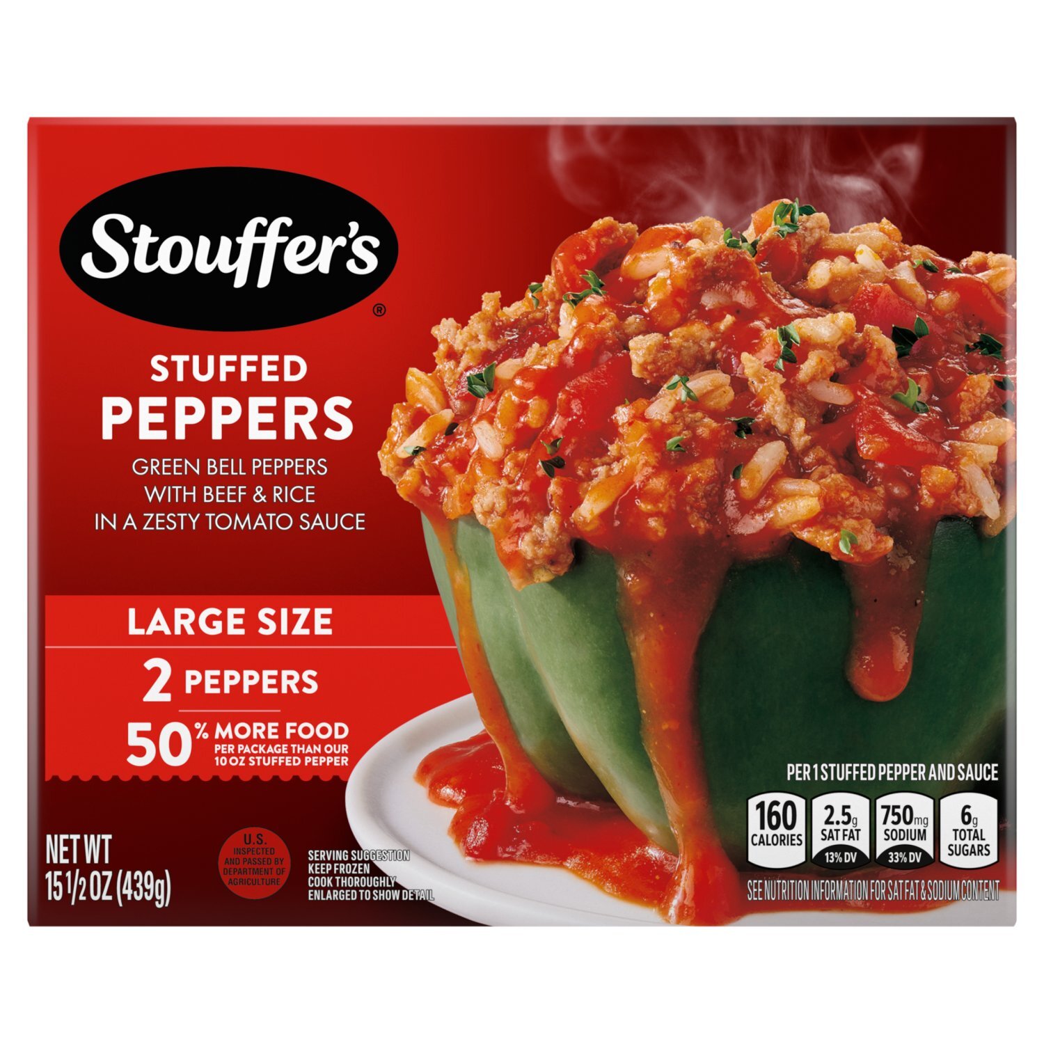 Stouffer's Stuffed Peppers Large Size, 2 count, 15 1/2 oz Image 1 of 6