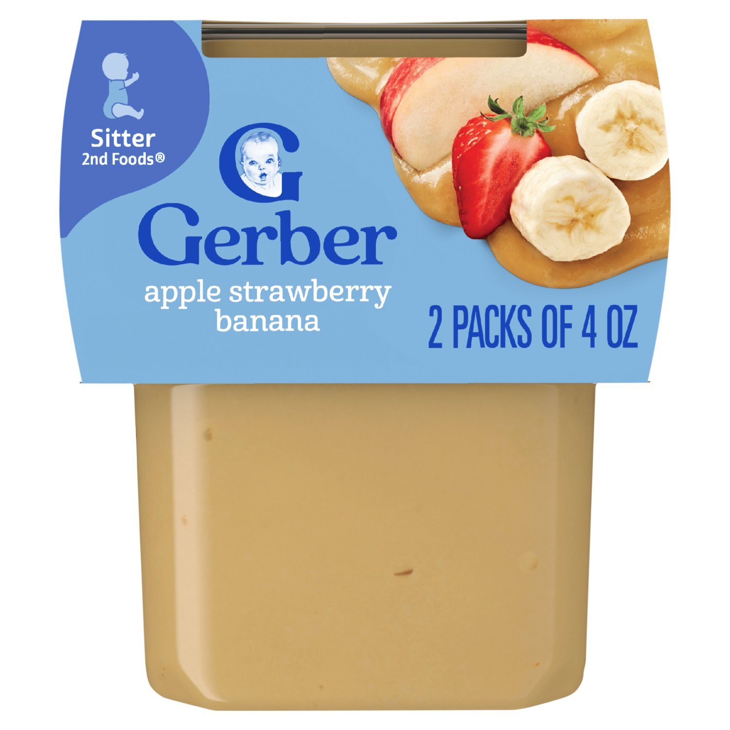 Apple - ベビースター Gerber 2nd Foods Apple Strawberry Banana Baby Food, Sitter, 4 oz