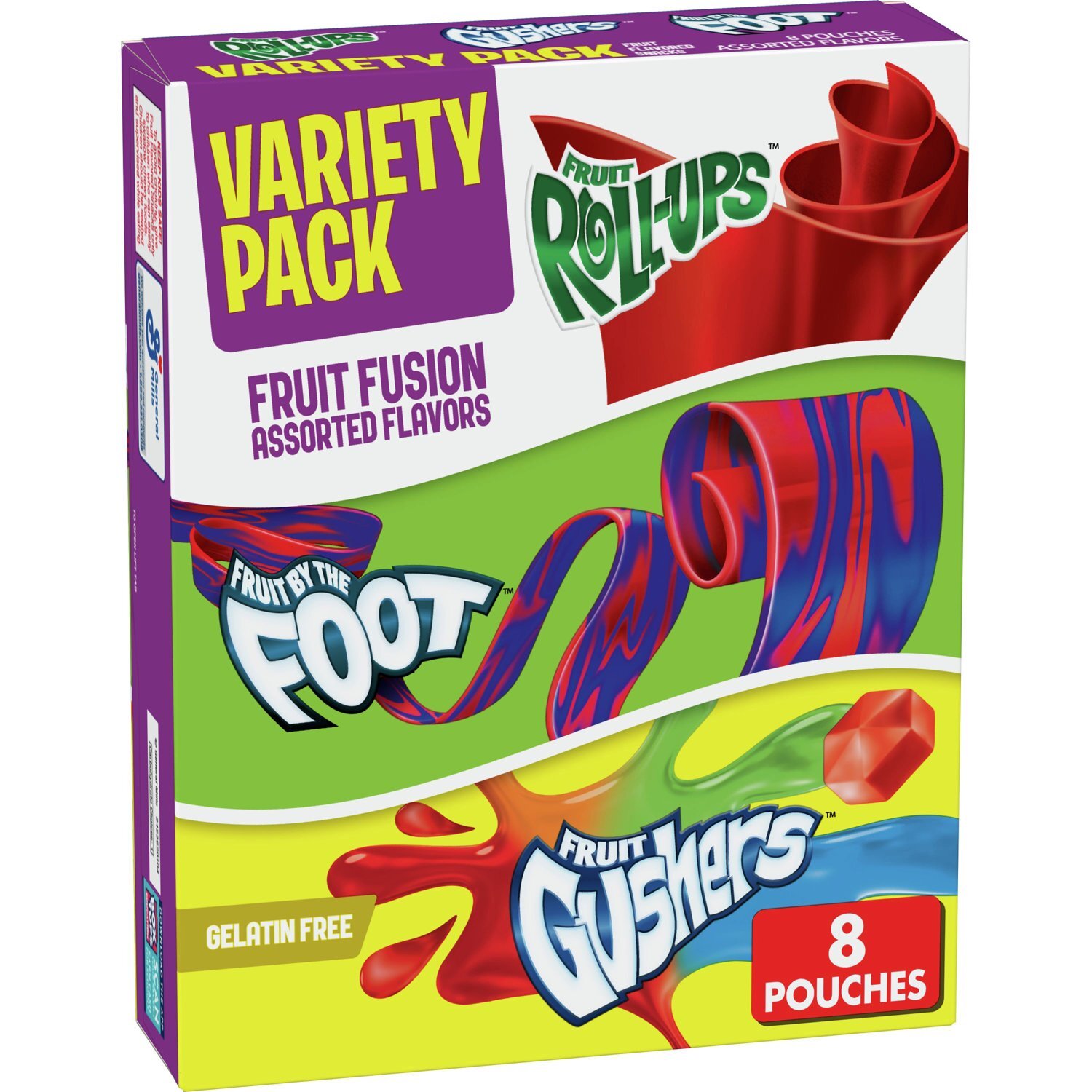 Fruit Roll-Ups, Fruit by the Foot, Fruit Gushers Fruit Flavored