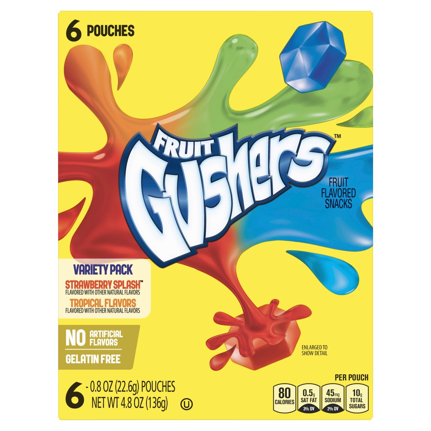 FRUIT Gushers Strawberry Splash and Tropical Fruit Flavored Snacks Variety Pack, 0.8 oz, 6 count Image 1 of 9