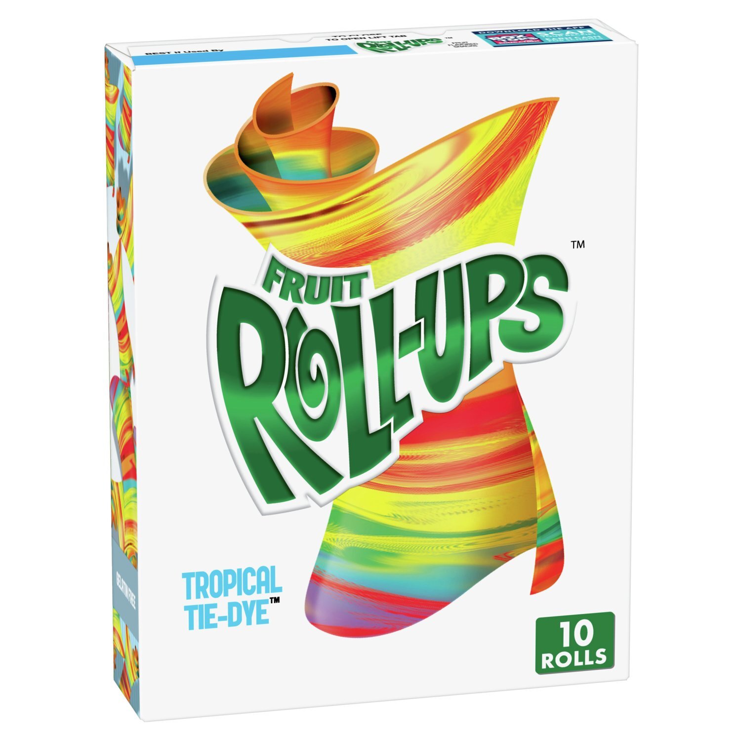 Fruit Roll-Ups Tropical Tie-Dye Fruit Flavored Snacks, 0.5 oz, 10