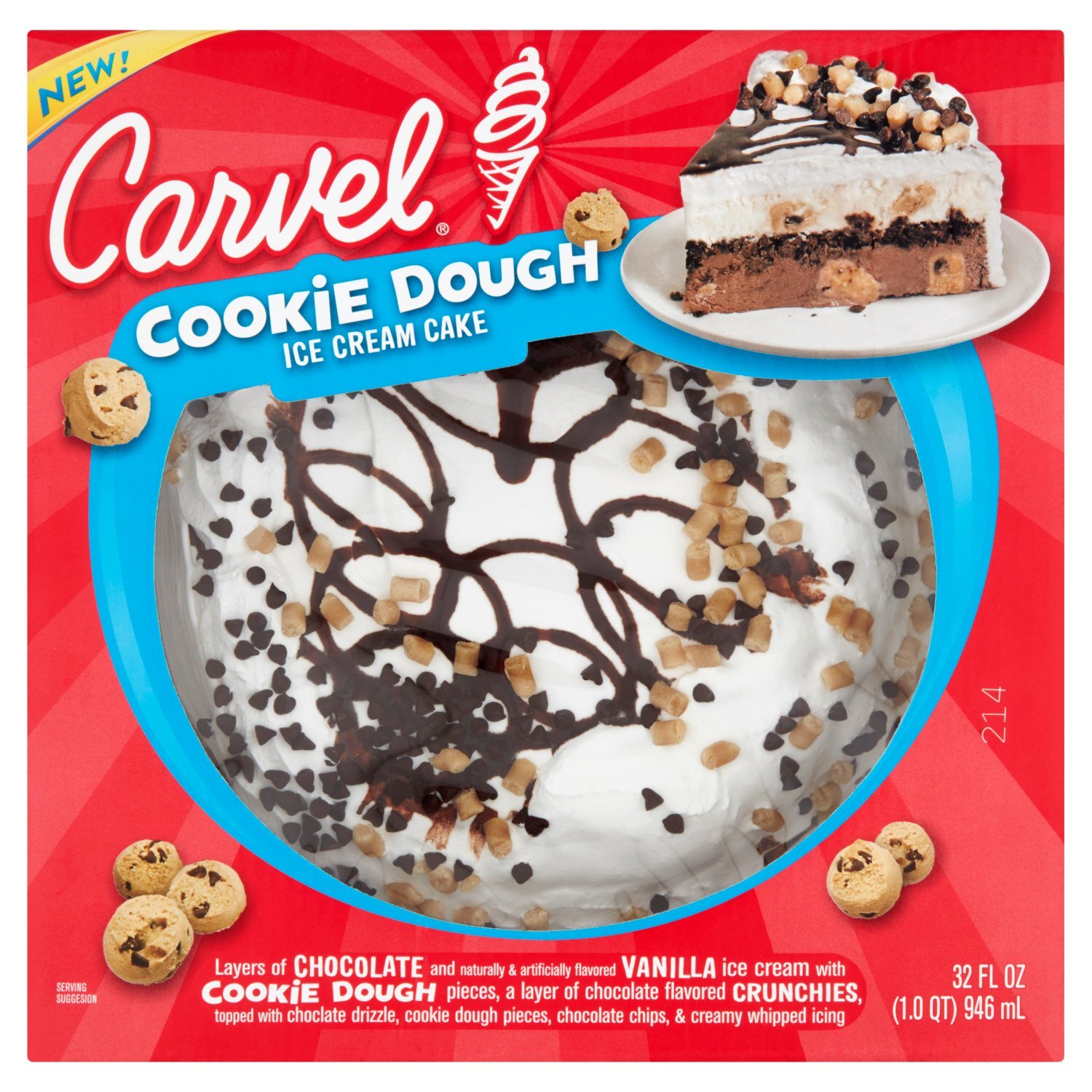 Carvel Cookie Dough Ice Cream Cake, 32 fl oz Image 1 of 5