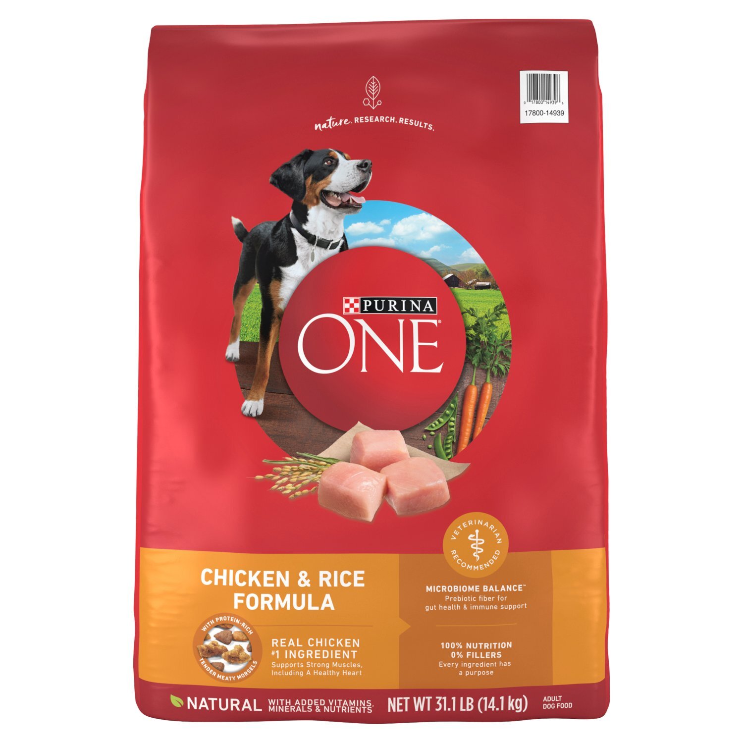 Purina ONE Chicken & Rice Formula Adult Dog Food, 31.1 lb Image 1 of 9