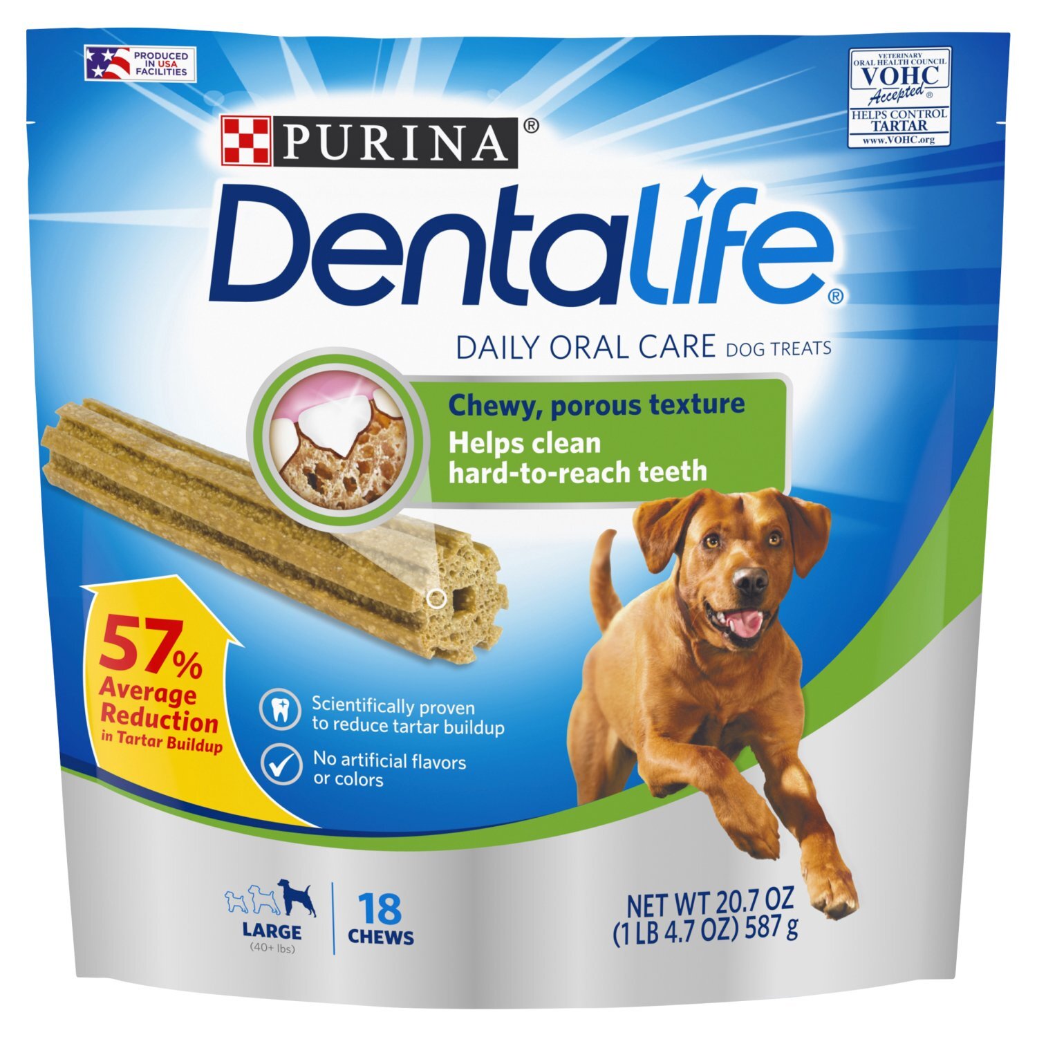 Purina DentaLife Daily Oral Care Dog Treats, Large, 18 count, 20.7 oz Image 1 of 9