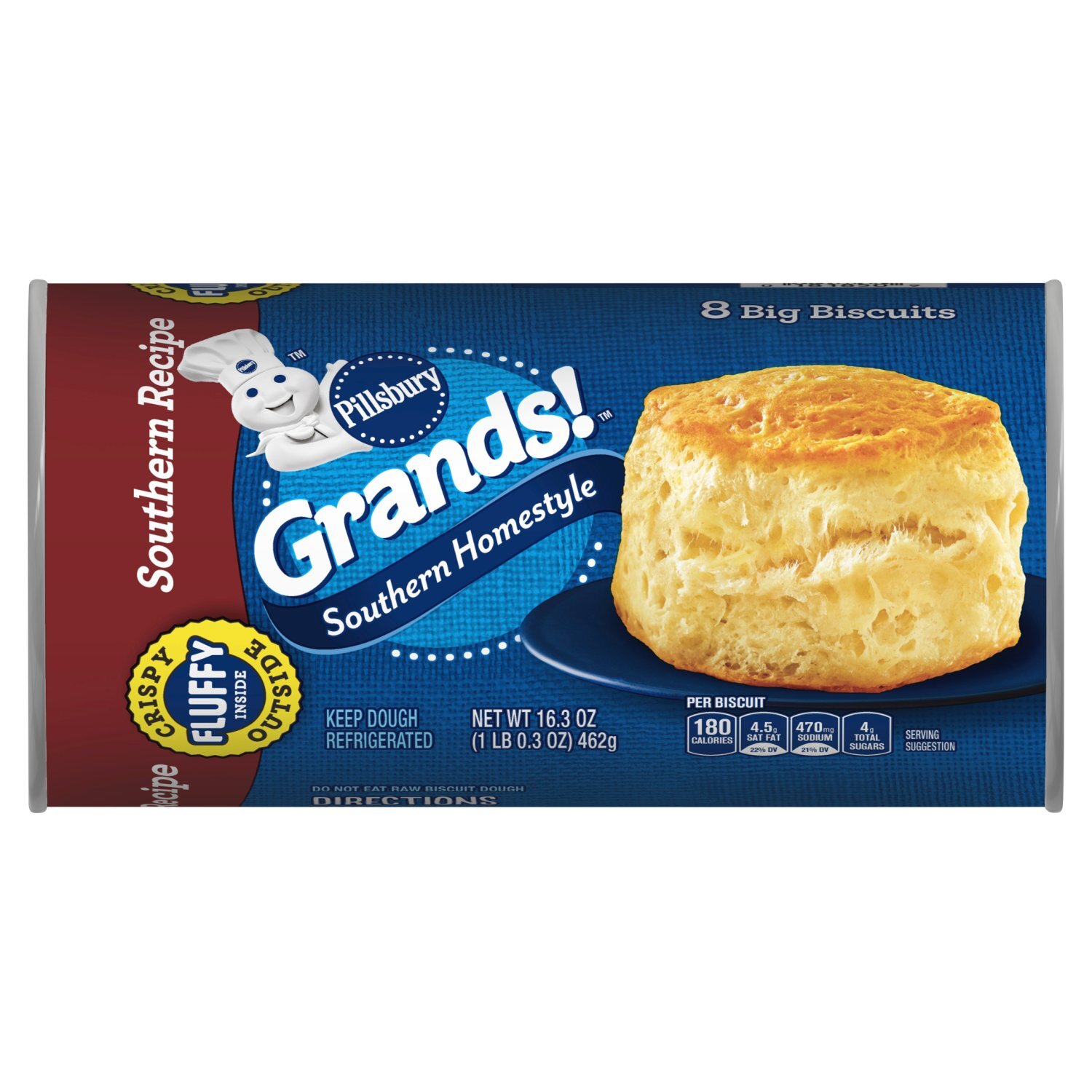 Pillsbury Grands! Southern Homestyle Recipe Big Biscuits, 8 count, 16.3 oz Image 1 of 9