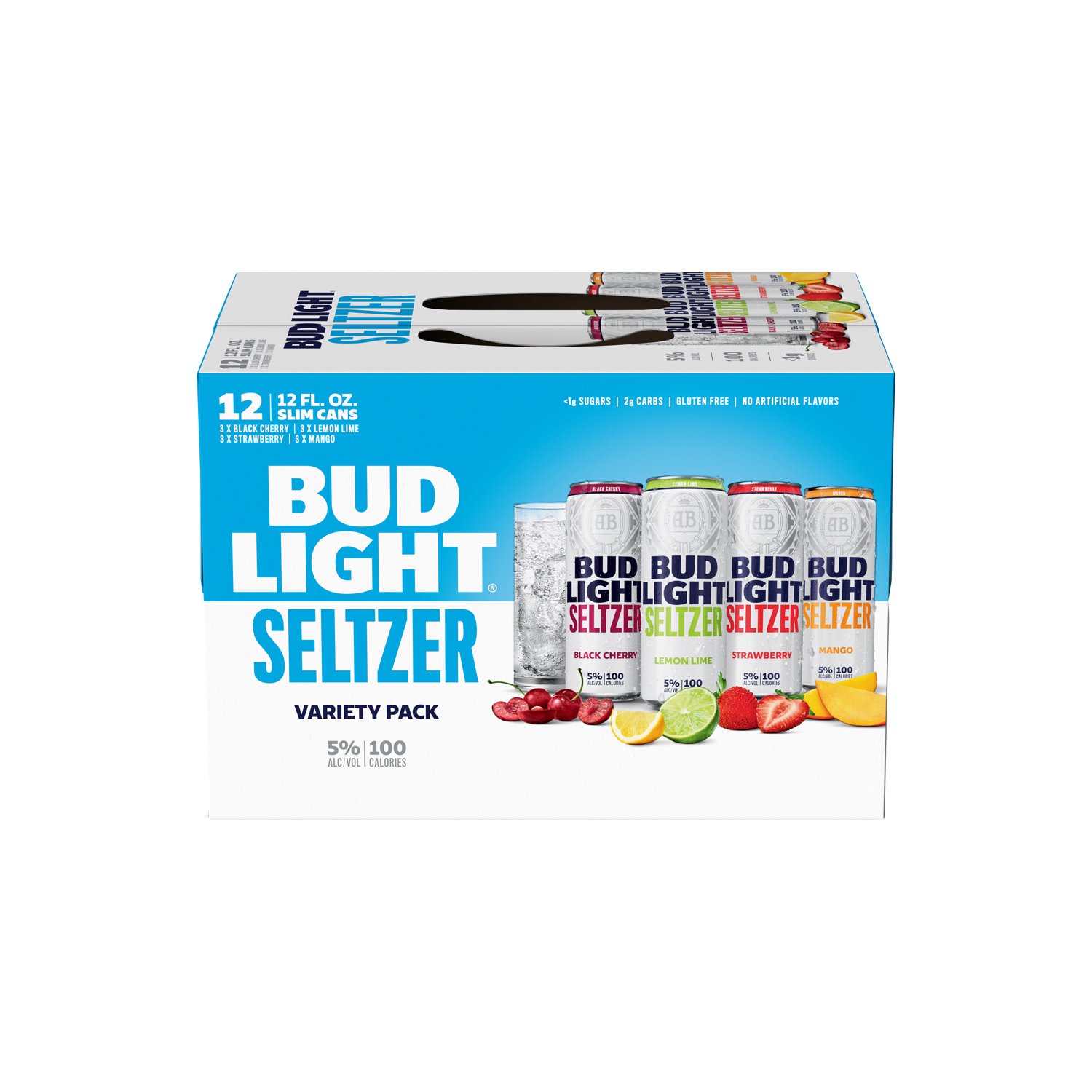 Bud Light Black Cherry, Lemon Lime, Strawberry & Mango Seltz, 144 fl oz