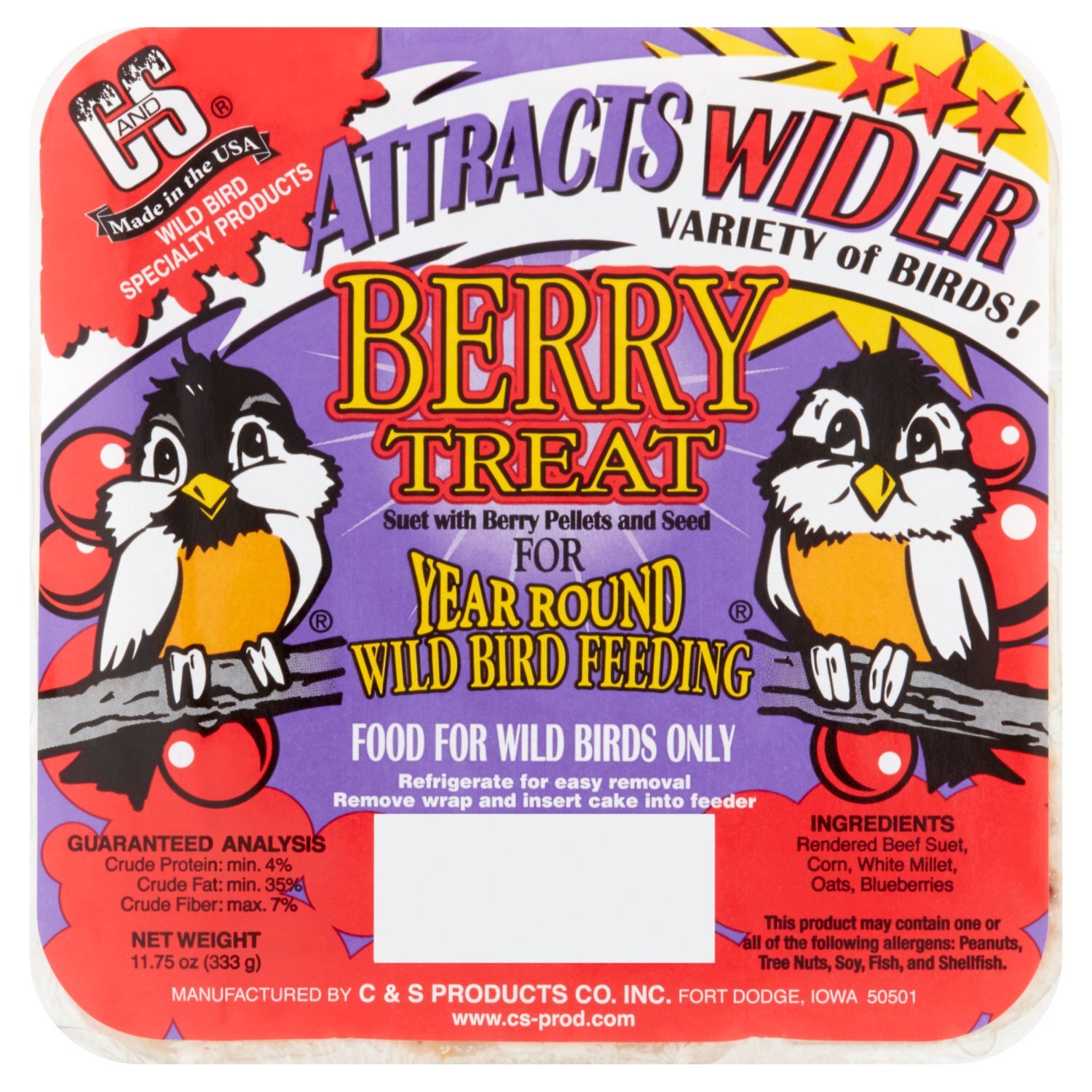 C&S Berry Treat Suet Bird Food, 11.75 oz Image 1 of 5
