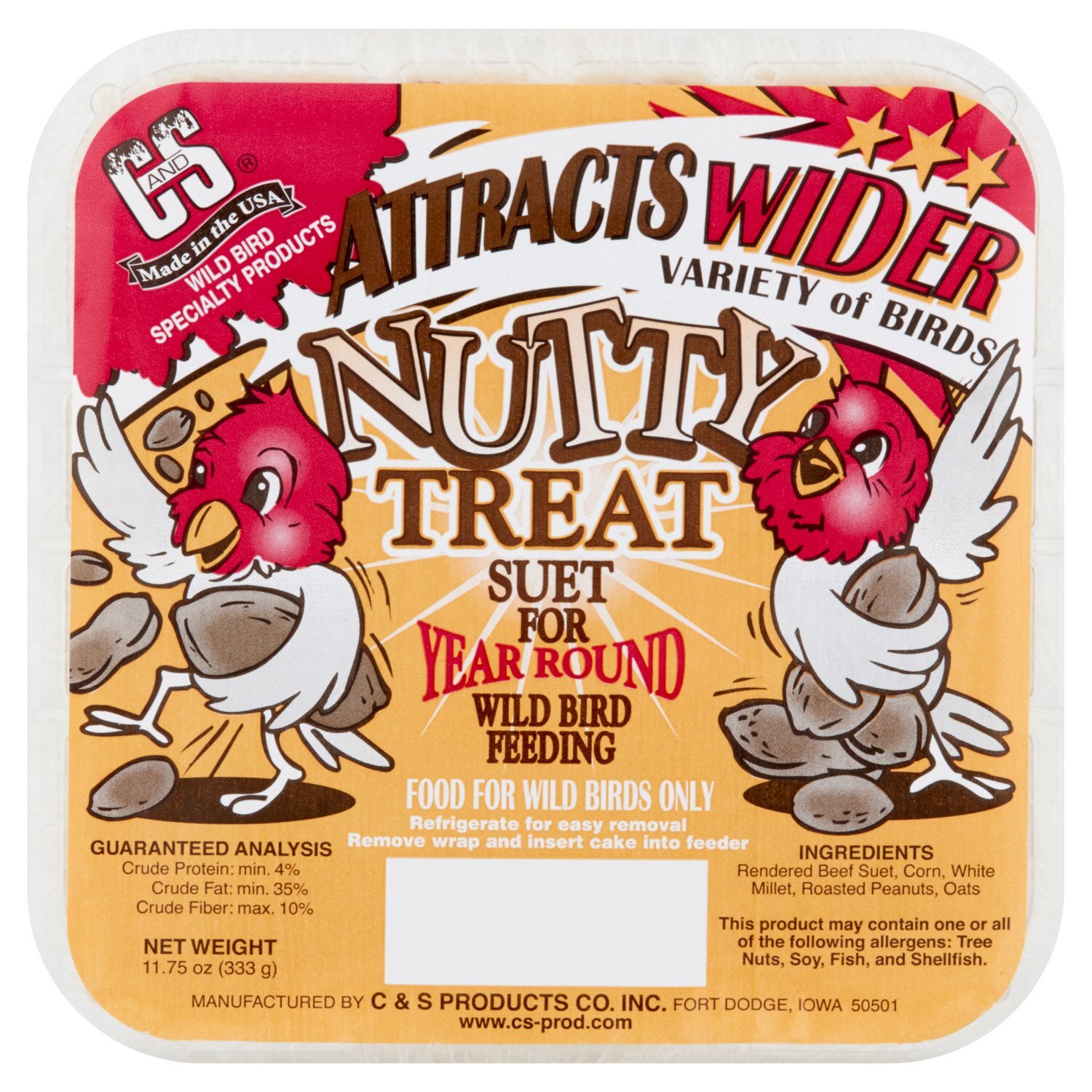 C&S Nutty Treat Suet Bird Food, 11.75 oz Image 1 of 5